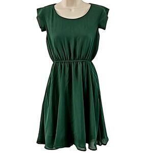 Fuchhi USA Women’s Hunter Green A-Line Short Sleeve Dress – Size Large NWT